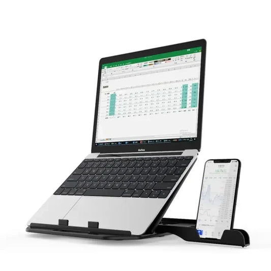 360° Rotating Foldable Laptop Stand with Mobile Holder – Portable & Heat Dissipation Design