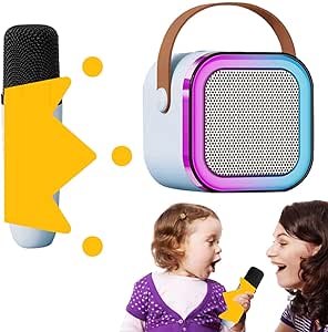 Portable Bluetooth Mini Karaoke Microphone Singing Speaker with Wireless Mic and Light