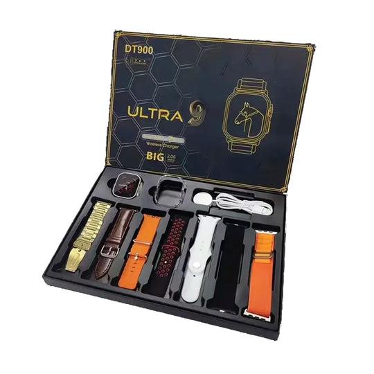 DT900 Ultra 9 Smartwatch Gift Set (7 Straps + Wireless Charger)